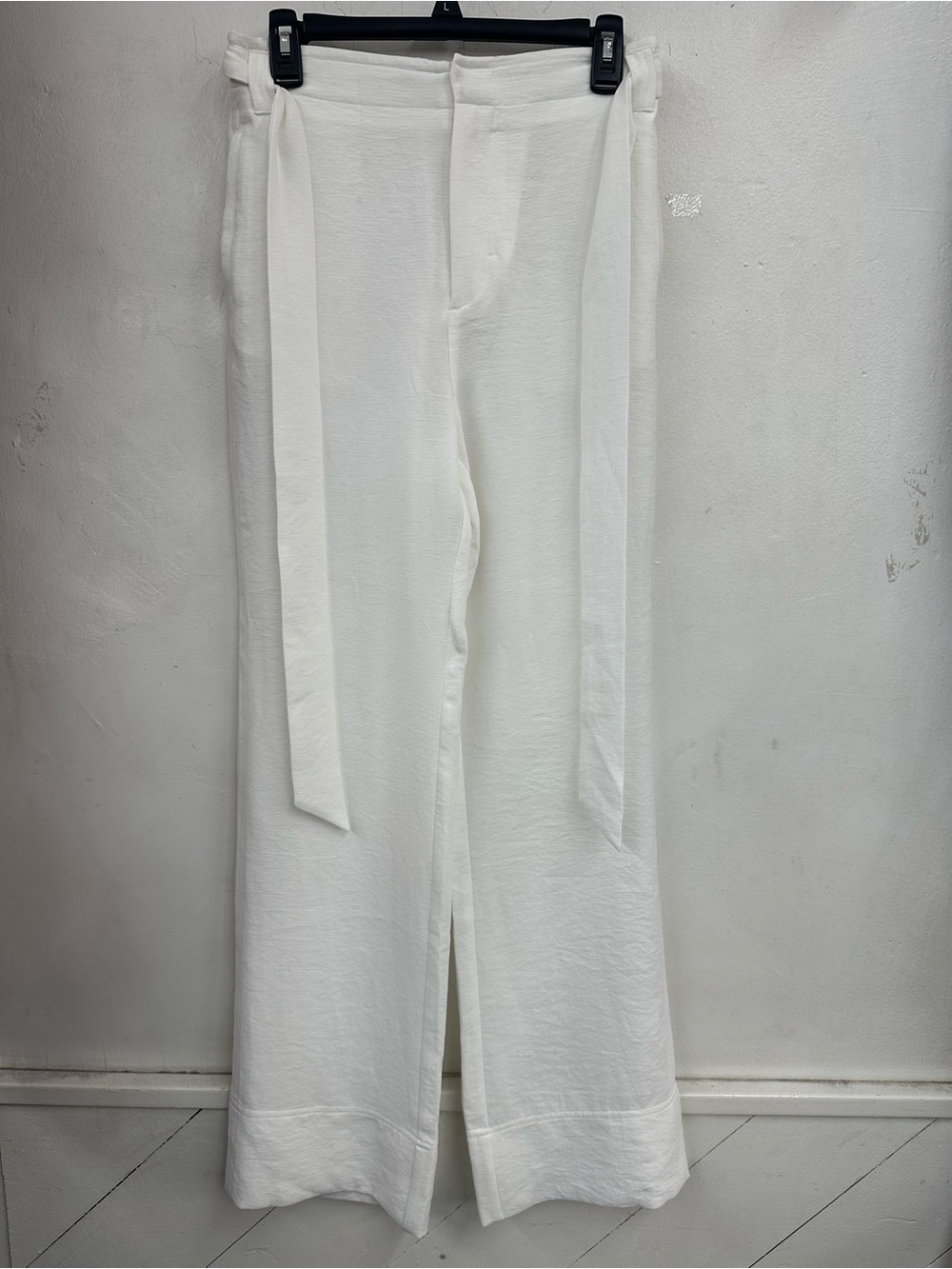 Brochu Walker White coombe Wide-Leg Belted Pants size medium new with tags